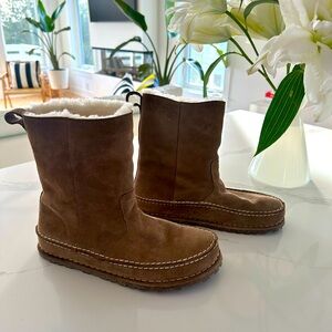 Birkenstock Lahti Brown Suede Shearling Lined Boot Unisex Mid Calf Boot